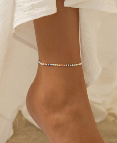 RAINBOW PEARLS  Fußkette Bunt