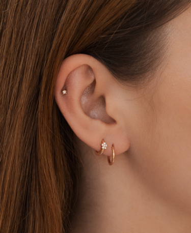 DIAMOND PIERCING  Single 14K Roségold