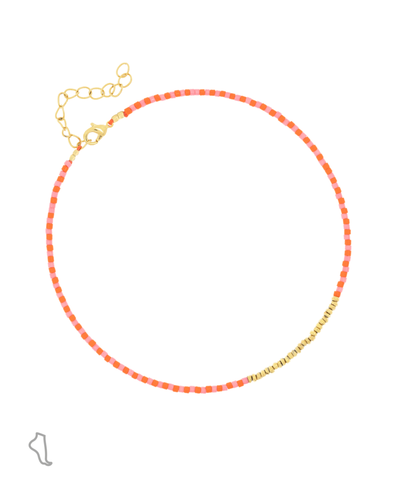 MIYUKI COLORS  Fußkette Neonorange