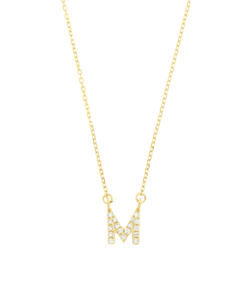 DIAMOND LETTER M  14K Gold