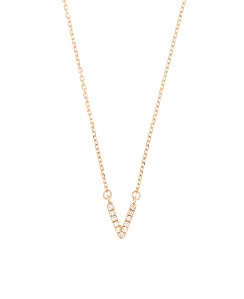 DIAMOND LETTER V  14K Roségold
