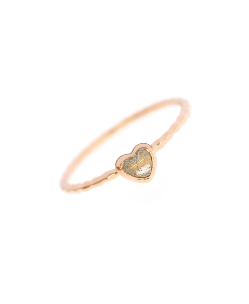LABRADORITE HEART  Ring Rosé